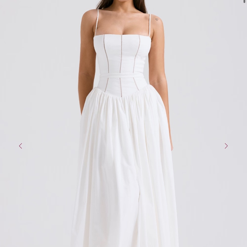 House of CB YSABELLA White Cotton Maxi Sundress